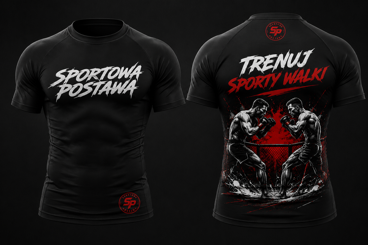 Czarny rashguard sportowa postawa